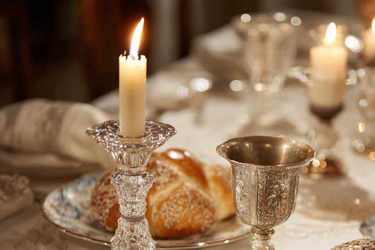 פמוט קריסטל וכוס קידוש מכסף