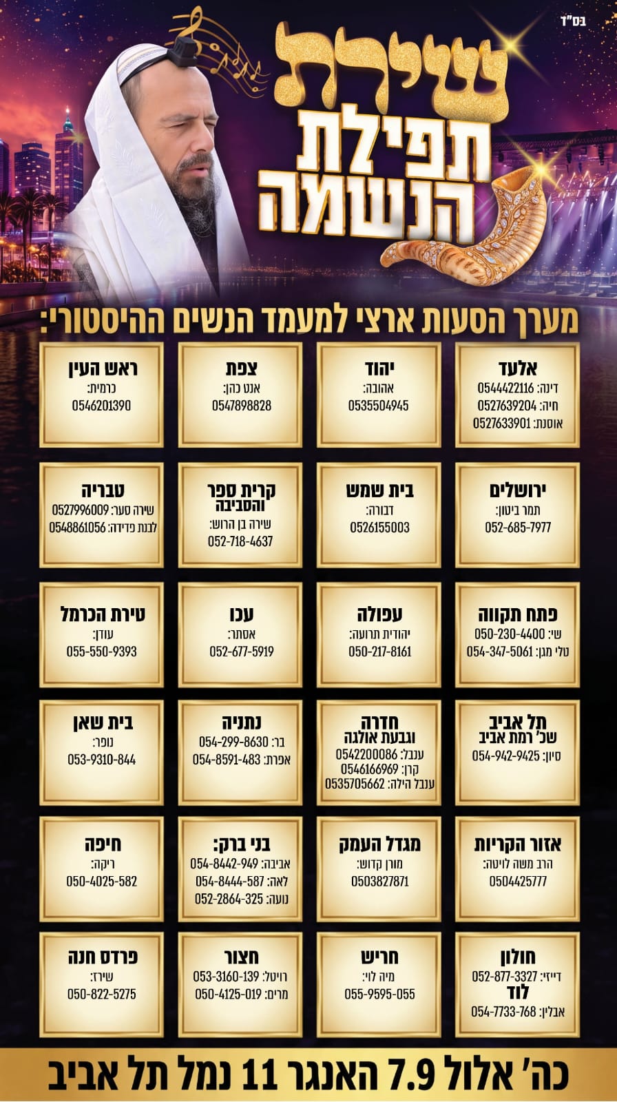 מערך הסעות ארצי, למעמד הנשגב של נשות ישראל: לרפואת הרב ולשנה טובה ומתוקה לכל עמו ישראל 