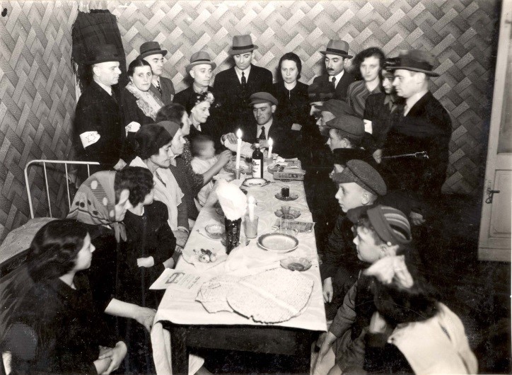 Passover Seder in the refugee shelter at 6 Leszno Street in the Warsaw Ghetto