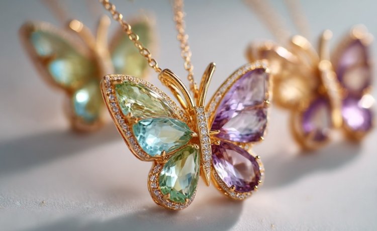 שרשרת קריסטל ואבנים פרפר