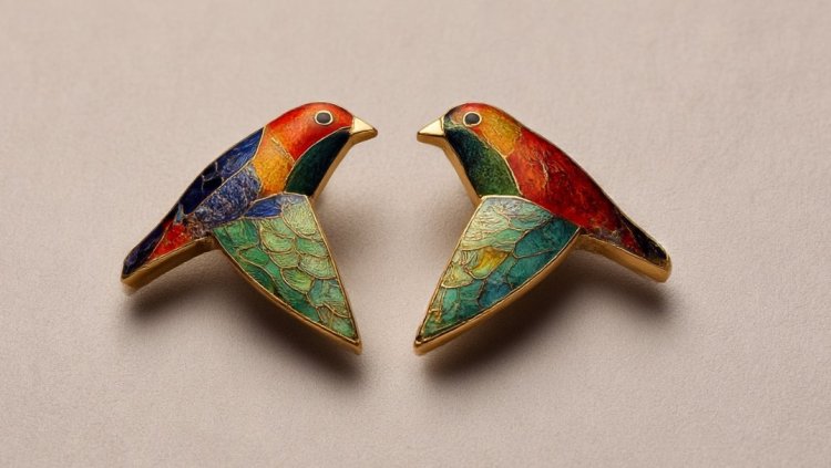 עגילי ציפורים מאמייל צבעוני